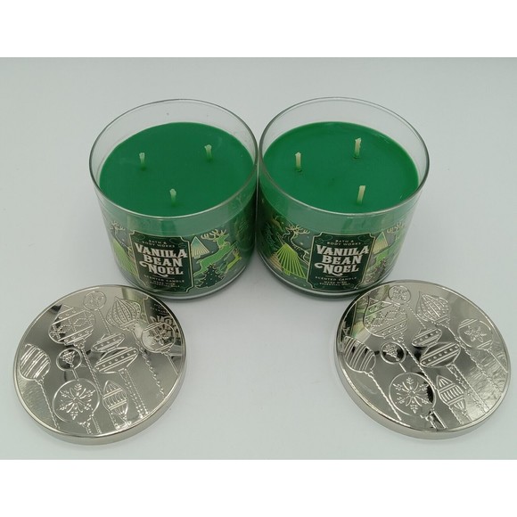 Lot Of 2 Bath Body Works Vanilla Bean Noel 3 Wick  Candle 14.5oz Large - Picture 3 of 4